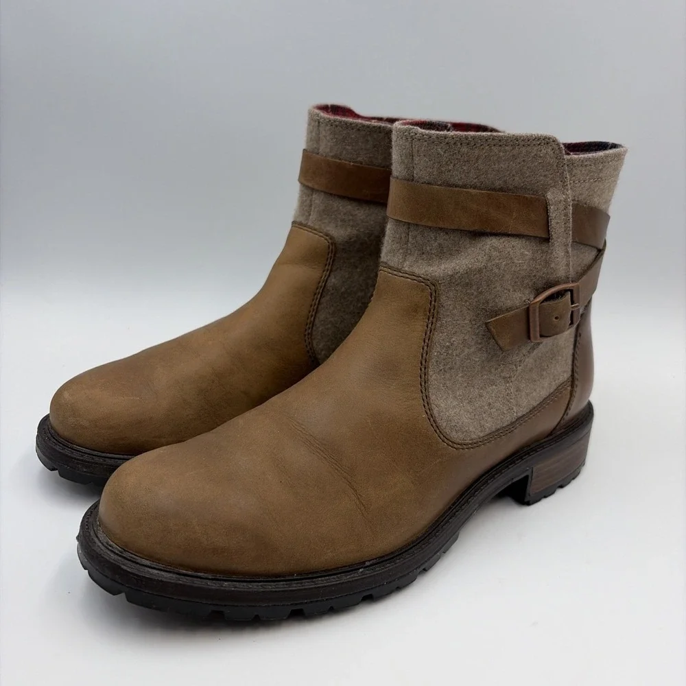 Merrell Legacy Buckle Waterproof Boots Leather Heel Zip Women's Size 7.5/38